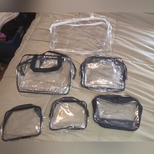 Clear Travel Makeup Bag Set 6 Piece Transparent Toiletry Organizer